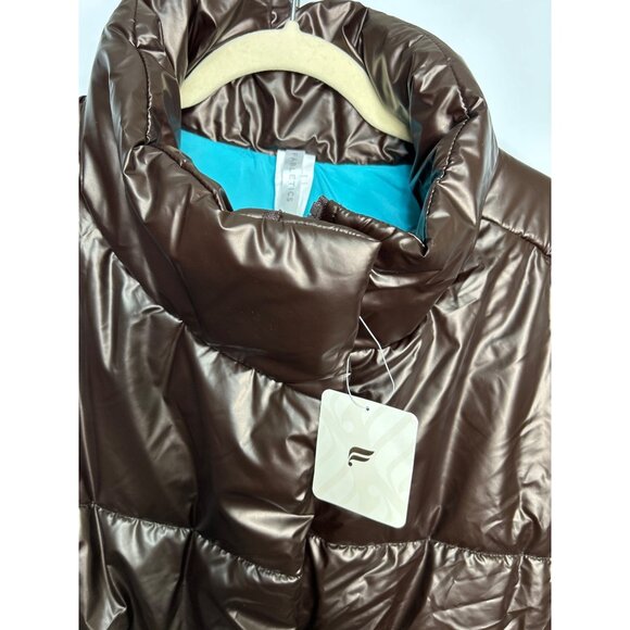 NWT Fabletics Oversized Puffer Vest XX/1X Cacao/Aqua Beach - Picture 2 of 9